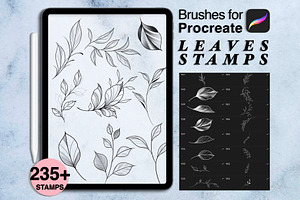 235 leaves procreate stamps