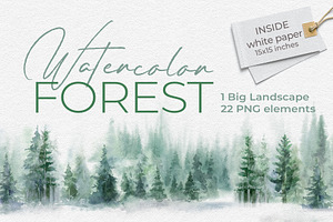 Watercolor Forest Landscapes, a Decorative Illustration by LeiaSW