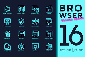 Browser Neon | 16 Thin Line Icons, an Outline Icon by Alex Blogoodf