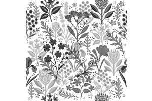 Monochrome seamless floral pattern, an Object Illustration by Nenahliadava Design