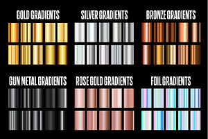 Set of 60 Metallic Gradients .AI, a Gradient Add-On by P-G-H