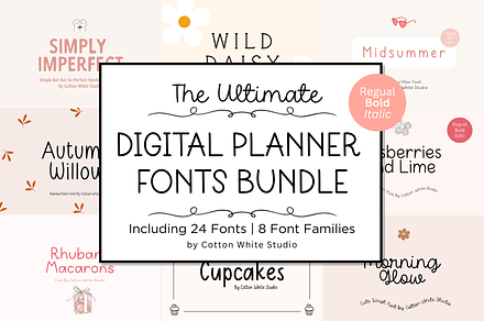 The Ultimate Digital Planner Fonts, a Handwritten Font by Cotton White Studio