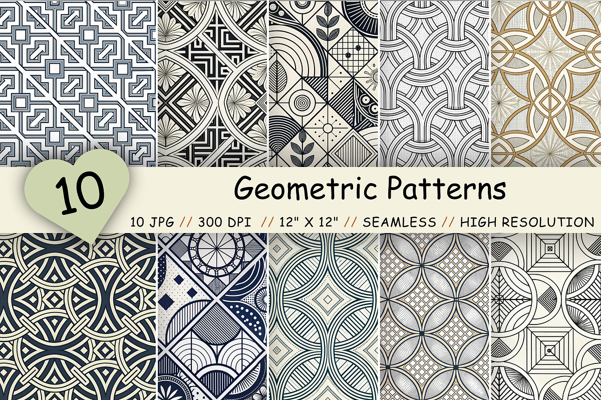 Geometric Patterns Bundle, Seamless, a Pattern Graphic by FloridPrintables (Photo 1 of 7)