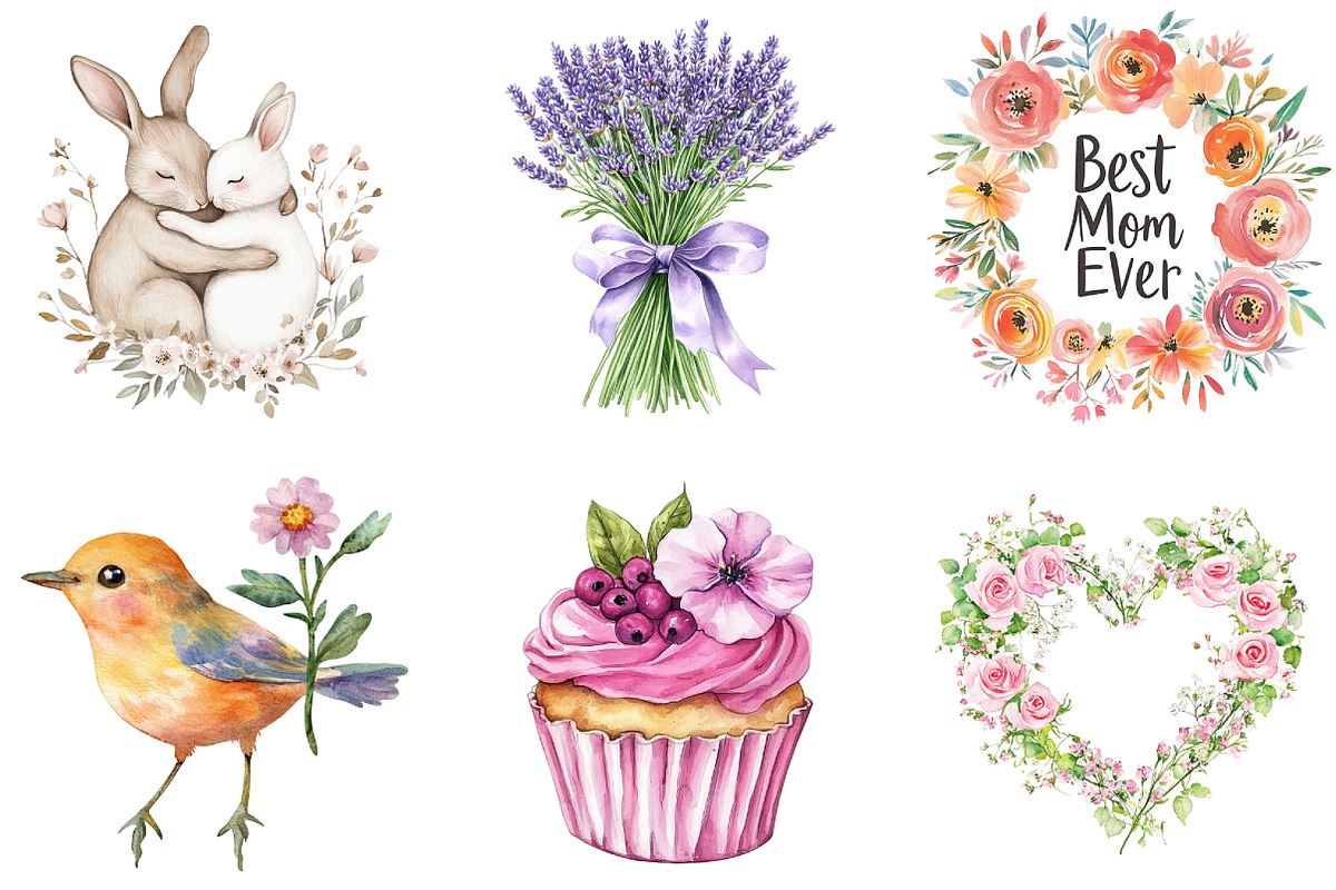 Hand-Painted Mother's Day Watercolor, a Seasonal Illustration by DreamArtGraphic (Photo 3 of 4)