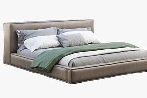 Queen Loft Leather Bed 2 3d Model