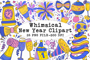 New Year Clipart Bundle, an Illustration by Libby Wishes