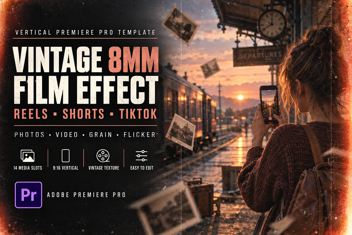 Vintage 8mm Reels Premiere Pro, a Plug-in Add-On by AAA Presets (Photo 1 of 3)