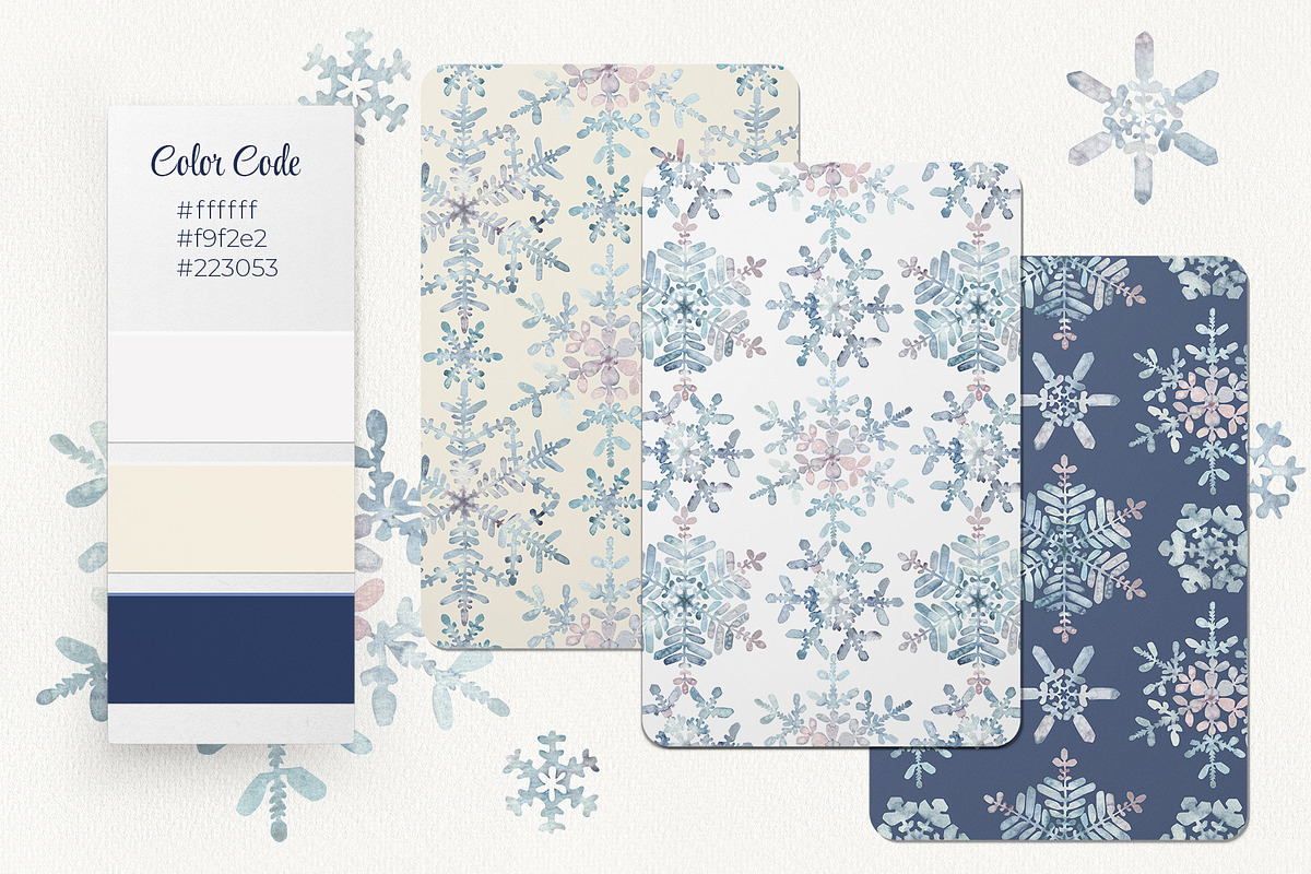 Winter Snowflakes Watercolor, a Seasonal Illustration by YarovaArt (Photo 10 of 17)