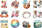 Cute Retro Summer Clipart, an Icon by Designking (Thumbnail 2 of 4)