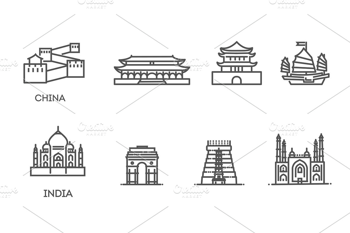Vector Icon Set. Asian Landmarks, an Object Illustration by Tettygreen (Photo 3 of 3)