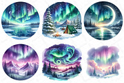 Watercolor Northern Lights Clipart, an Illustration by DreamPrint404 (Thumbnail 6 of 6)