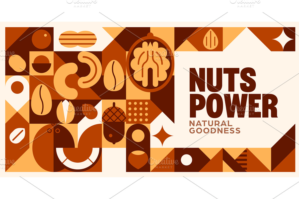 Natural nuts banner, a Food Illustration by Buch&Bee