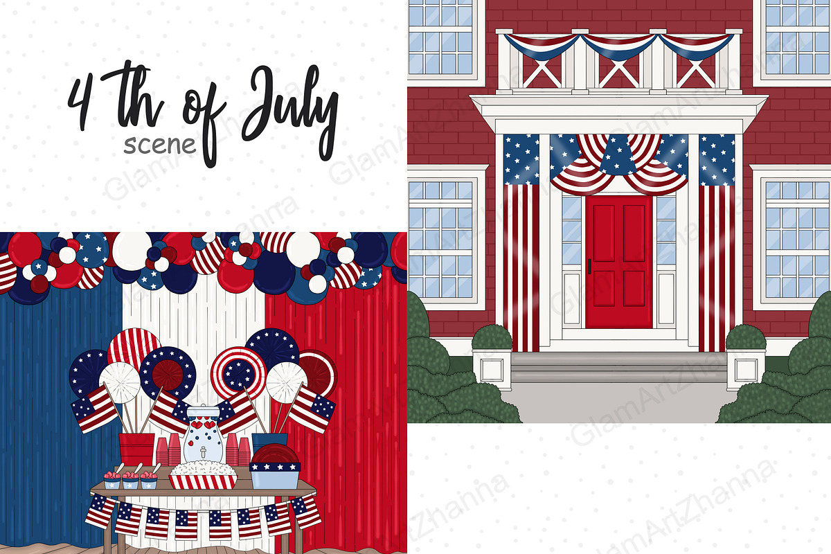 4th of July Dark Scene, a Seasonal Illustration by GlamArtZhanna (Photo 2 of 3)