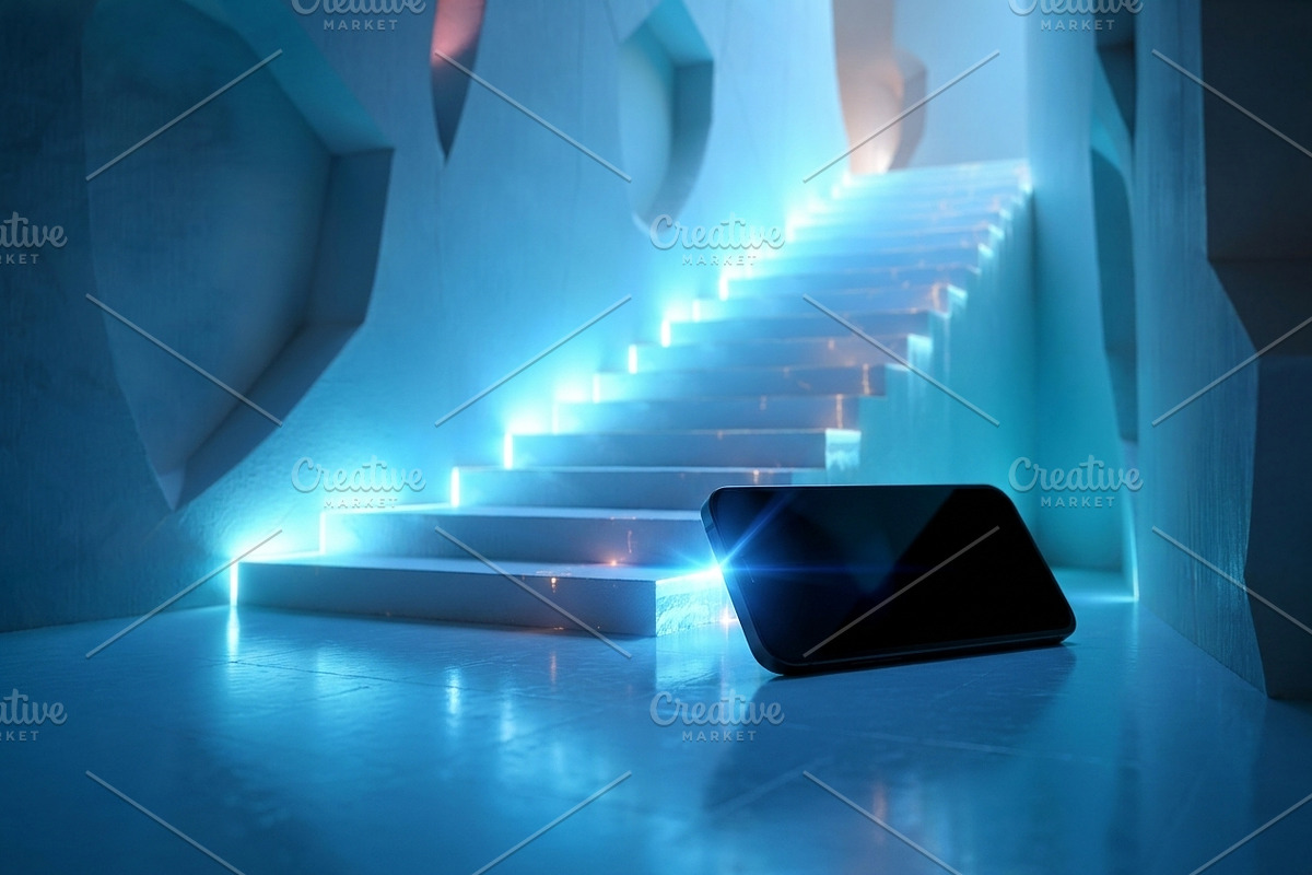 Futuristic Glowing Neon Ice Stairs, a Background Photo by Aura Canyon HQ (Photo 4 of 9)