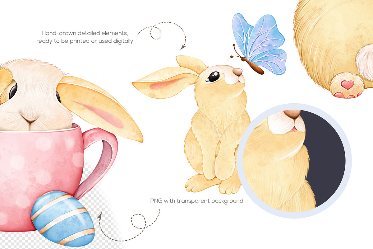 Cute Easter bunny Clipart PNG, a Seasonal Illustration by Mespilia (Photo 3 of 5)