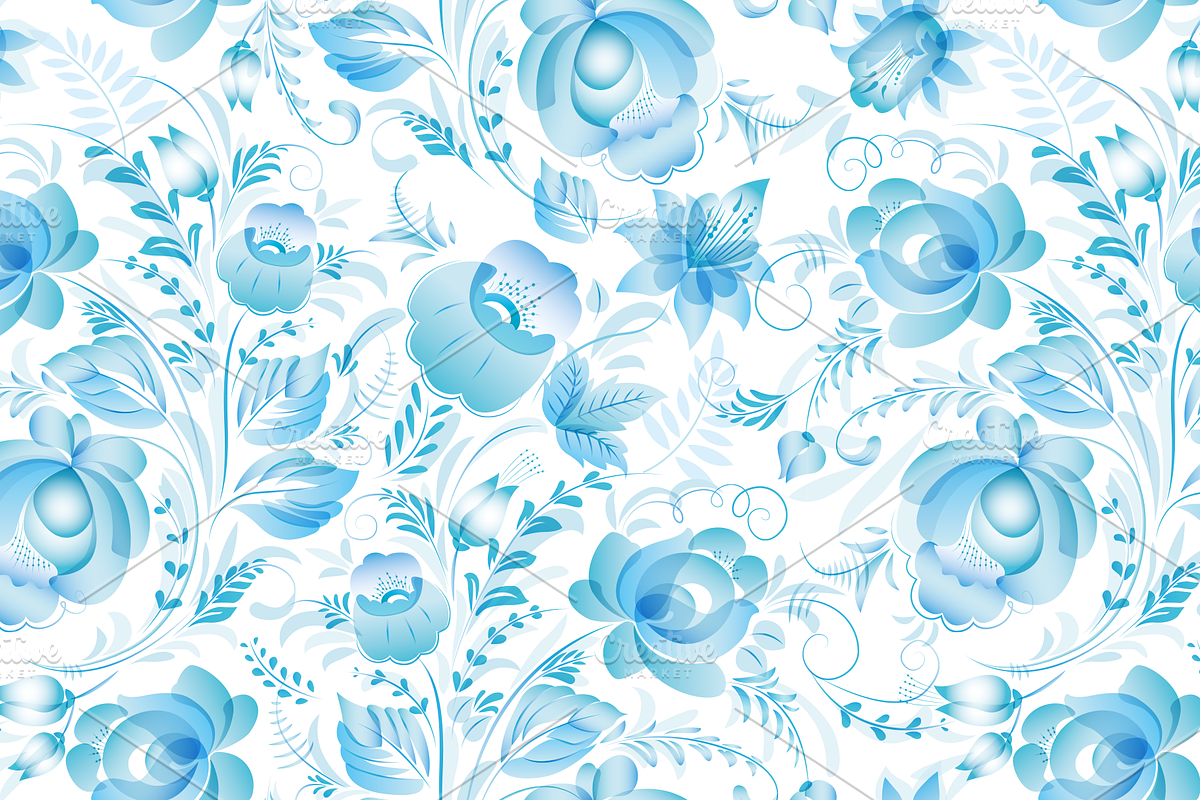 FREEBIE Gzhel vector collection, a Pattern Graphic by Designnina Shop (Photo 5 of 11)