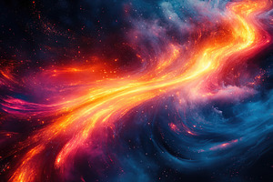 Colorful cosmic swirl in deep space with bright bursts of light, an Abstract Photo by AlyaAnd
