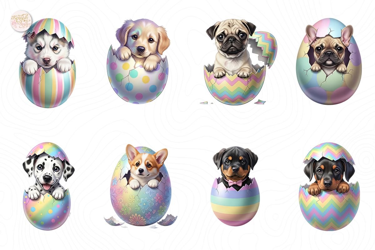 Easter Egg Shell Dogs PNG Clipart., an Animal Illustration by KennedyStudio (Photo 2 of 5)