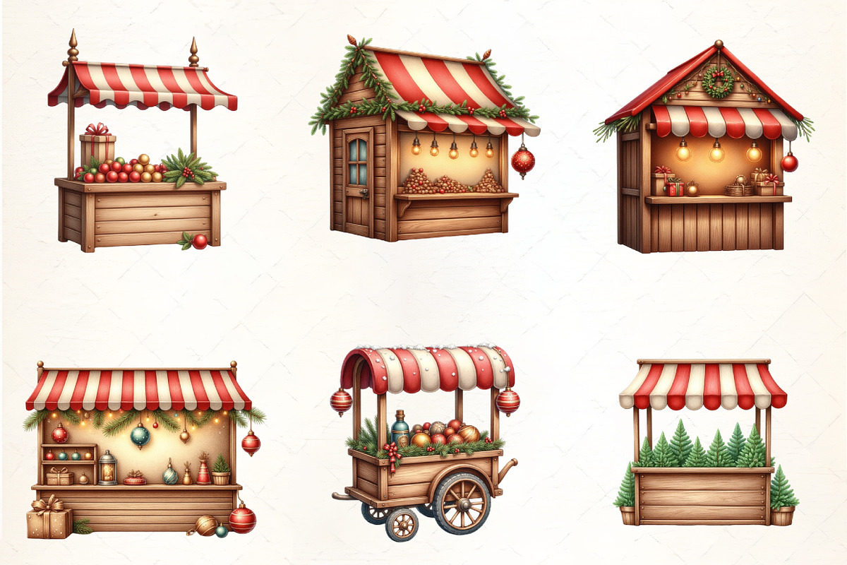 Festive Christmas Market Clipar, an Illustration by CrexoraLab (Photo 3 of 5)