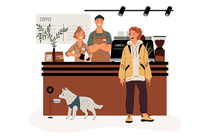 Coffee shop visitors. Restaurant, a Food Illustration by Vectorbuum