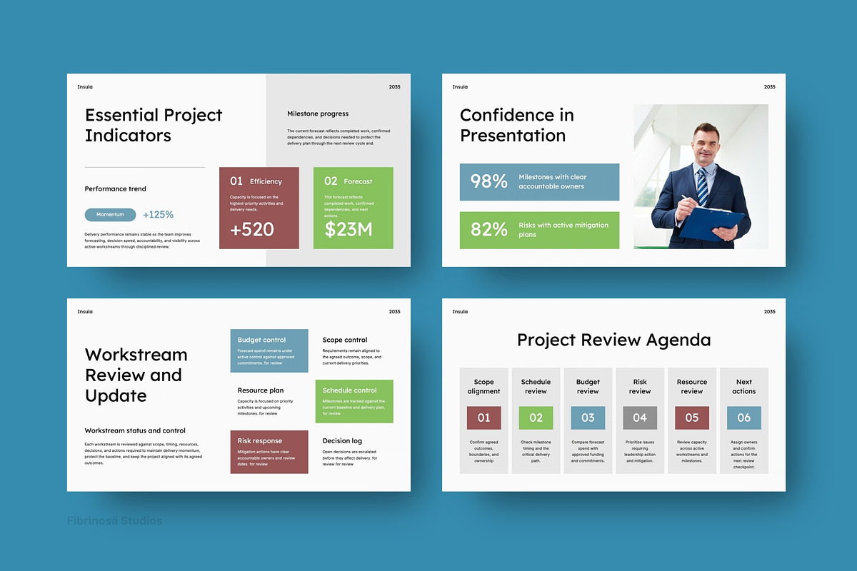 Project Management Review, a Presentation Template by FIBRINOSÄ (Photo 4 of 7)