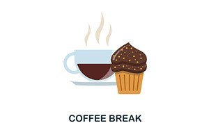 Coffee Break Flat Icon. Color Simple