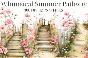 whimsical summer pathway Clipart, an Illustration by Designworld