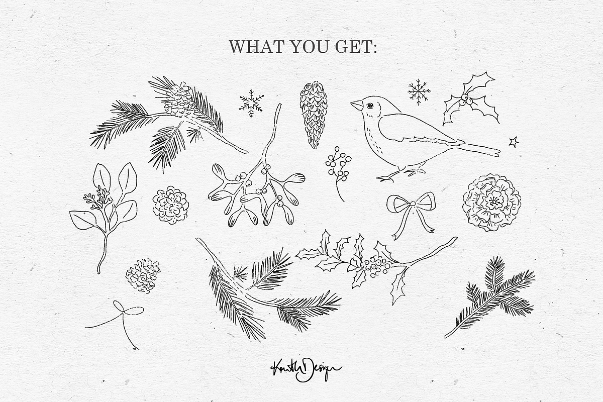 XMAS SKETCH BUNDLE / VECTOR + PNG, an Illustration by KruthDesign (Photo 2 of 10)