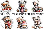 Watercolor Strawberry Bear Clipart, a Seasonal Illustration by OK Design (Thumbnail 2 of 6)