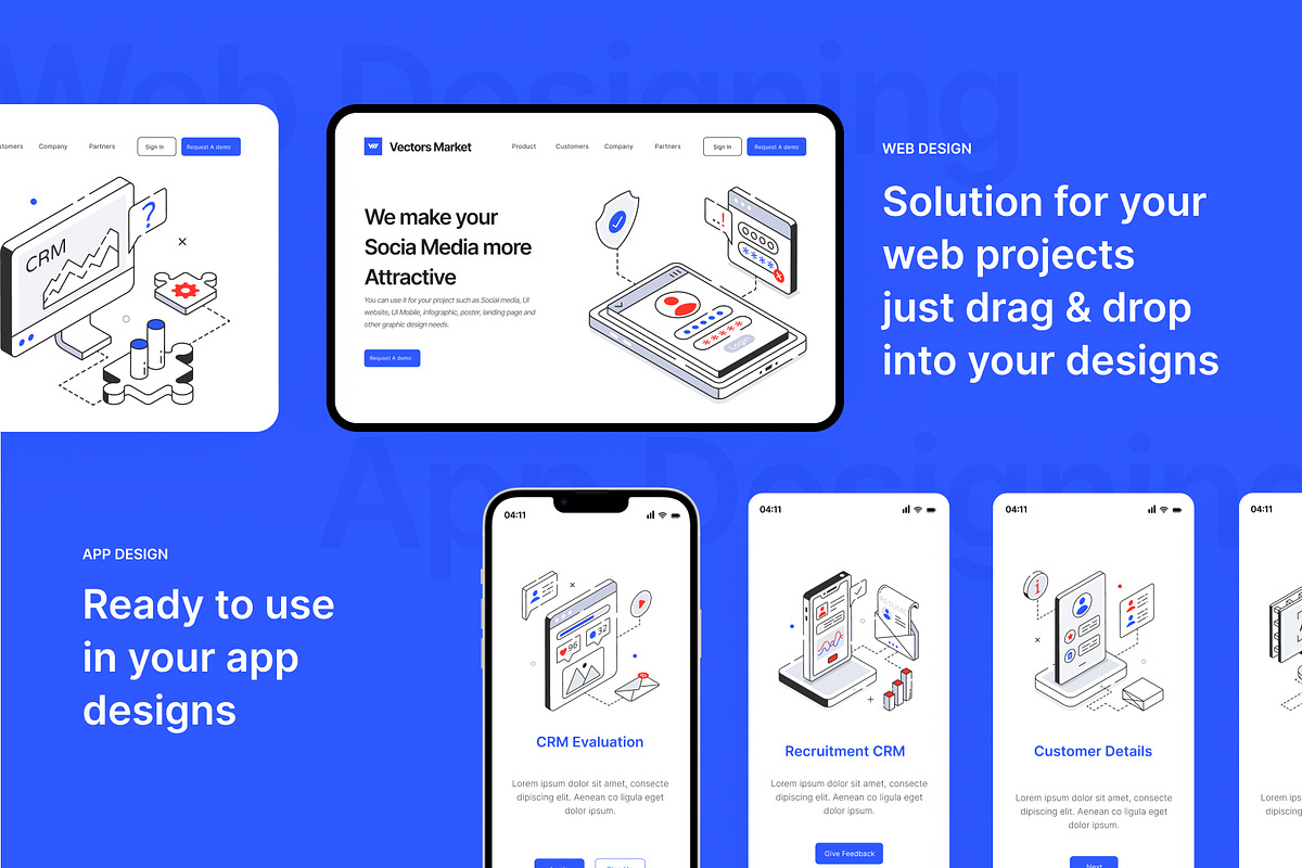 CRM Isometric Icons, an Outline Icon by Vectors Market (Photo 4 of 6)