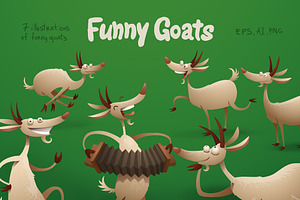 Funny Goats bundle, vector