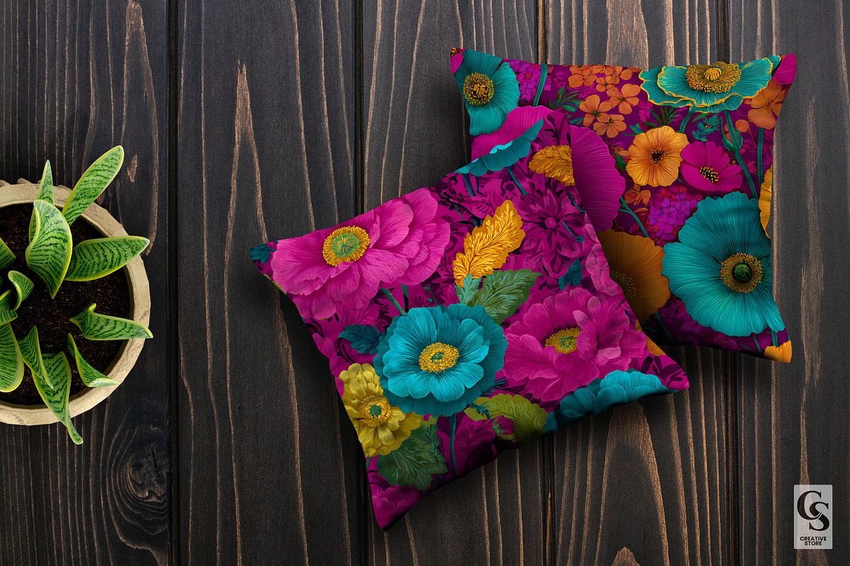 Bright Psychedelic Flowers Pattern, a Pattern Graphic by Creative Store (Photo 3 of 5)