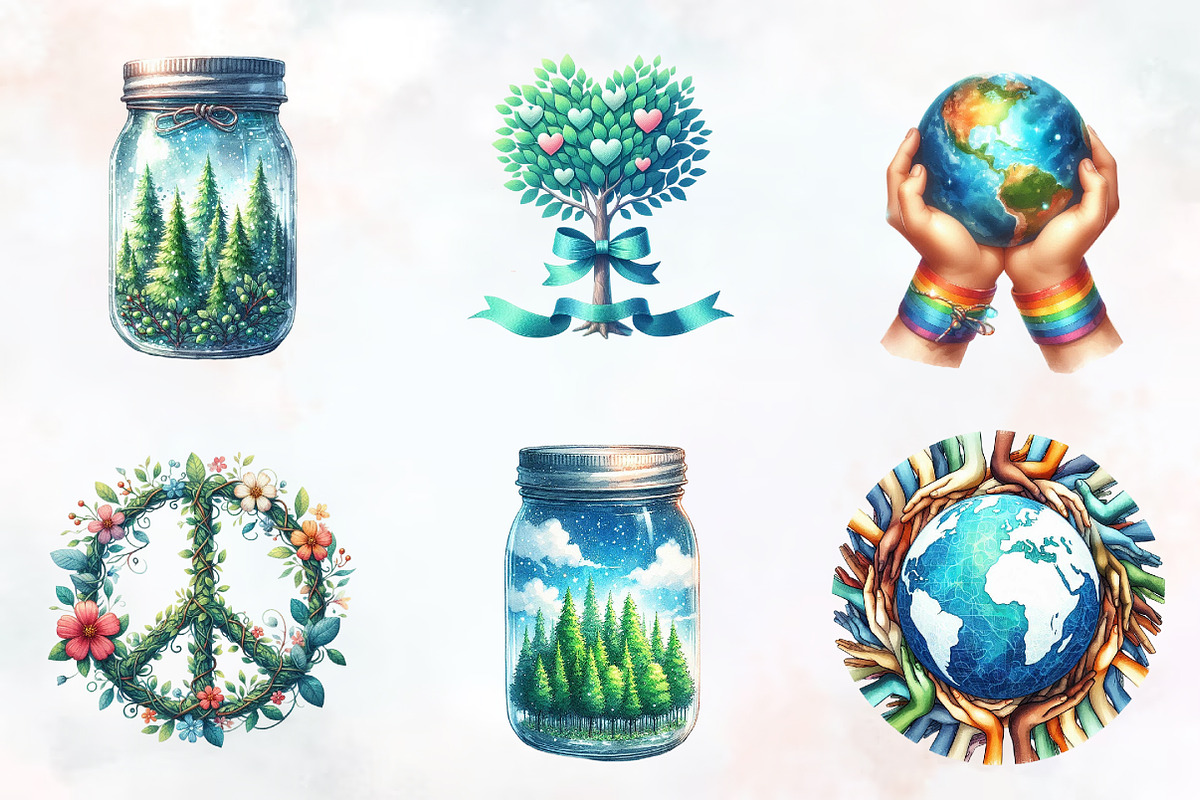 Earth Day Watercolor Cliparts, an Illustration by RobertsArt (Photo 3 of 7)