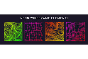 Colorful wireframe shapes, lined, an Object Illustration by 32pixels