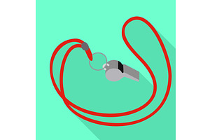 Sport whistle icon, flat style, an Object Illustration by Ylivdesign