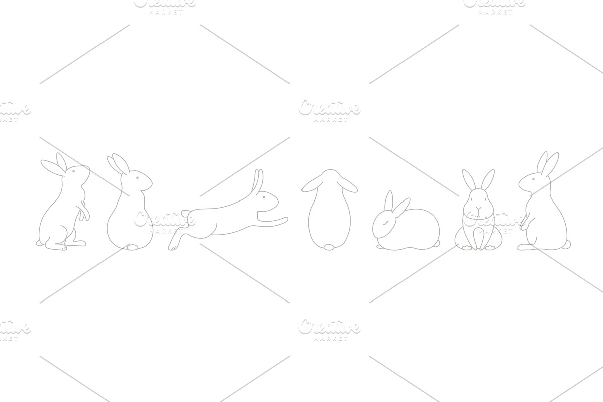Cute Easter bunnies horizontal, an Animal Illustration by sceptical cactus
