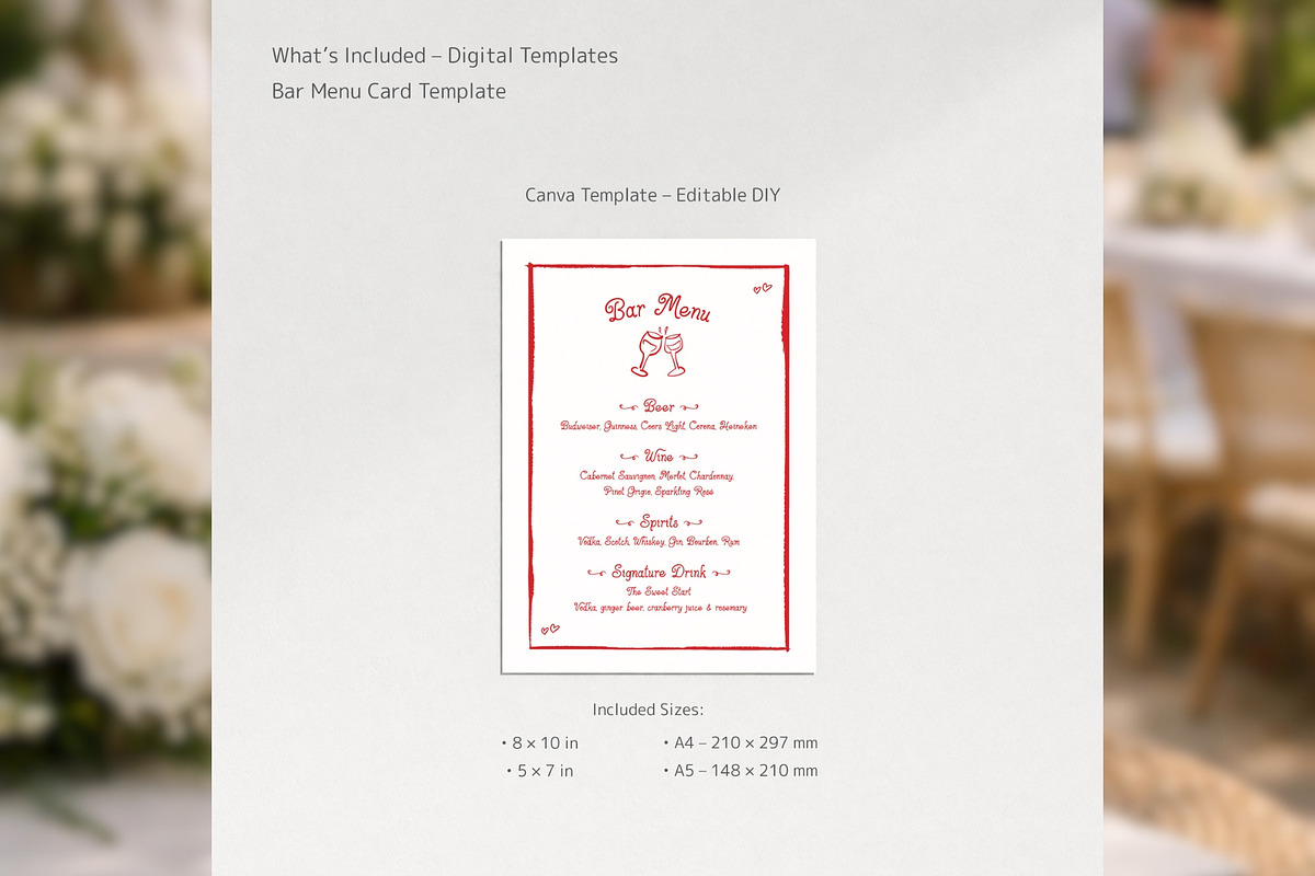 Wedding Bar Menu Canva bd002, a Card Template by TyphoonStudio (Photo 2 of 8)