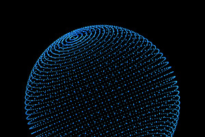 Blue sphere. Network connections with dots on black background in technology concept. 3d illustration, a Technology Illustration by Tampatra