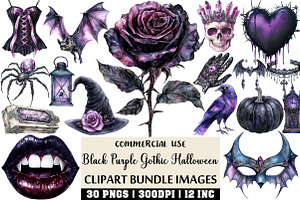 Black Purple Gothic Halloween PNG, an Illustration by Craft Nest