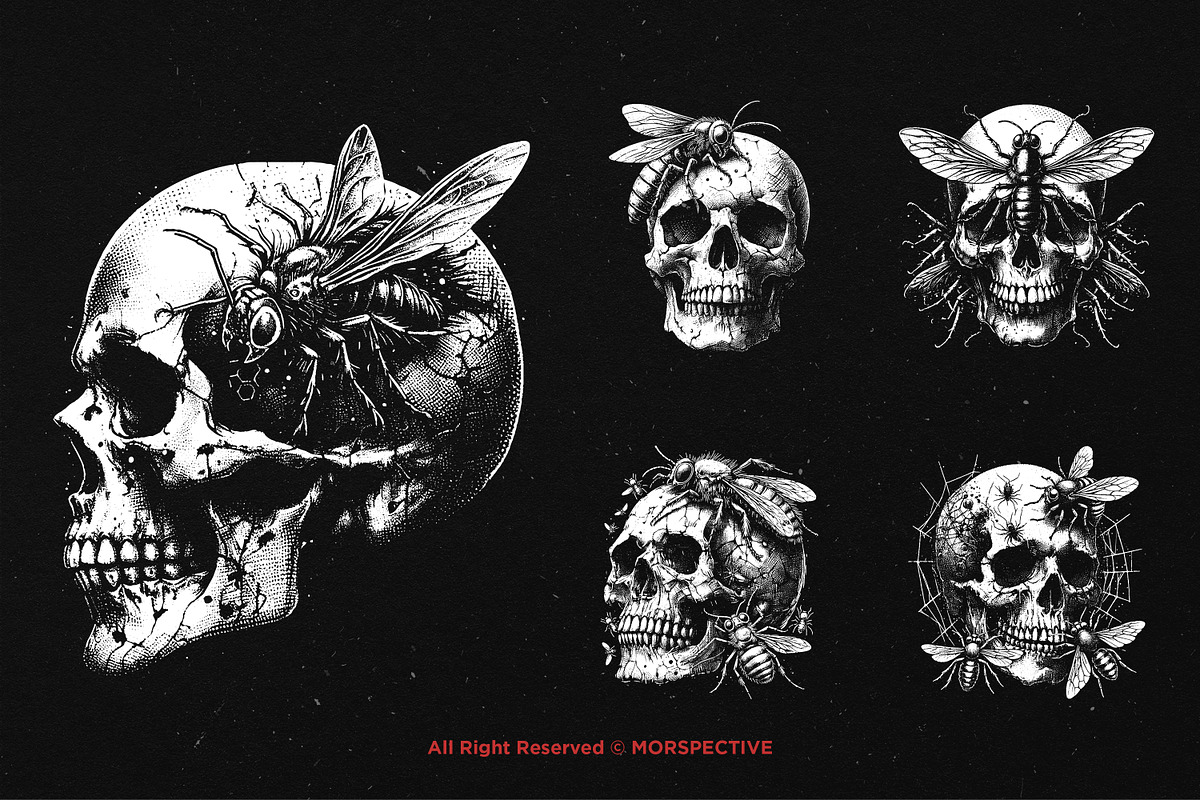 10 Bundle Dark Art Skull Insect, an Illustration by Morspective (Photo 5 of 7)