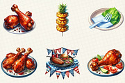 Summer BBQ Party Clipart, an Illustration by cherrydesign (Thumbnail 2 of 6)
