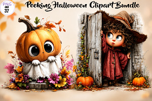 Peeking Halloween Clipart Bundle, a Seasonal Illustration by CreationArt