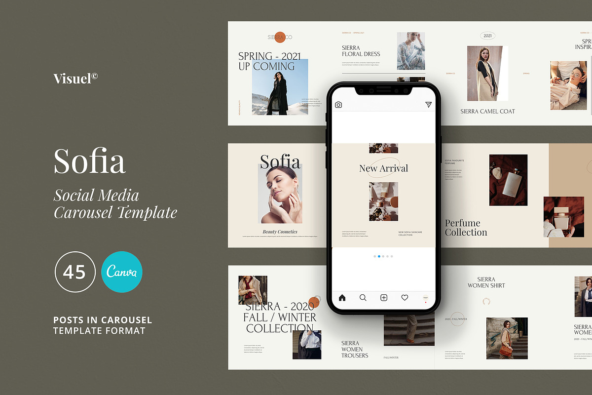 Sofia Carousel Template | CANVA, a Social Media Template by Visuel Colonie® (Photo 1 of 14)