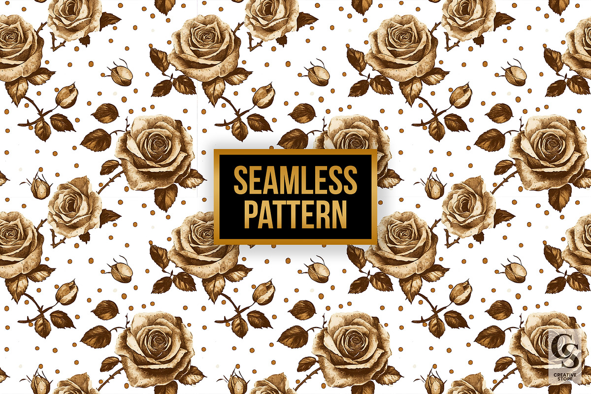 Sepia Rose Flowers Seamless Pattern, a Pattern Graphic by Creative Store (Photo 4 of 5)