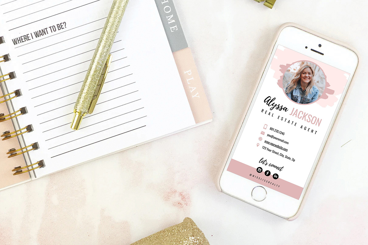 Digital Business Card Template, a Business Card Template by Thirty One Palms Studio (Photo 3 of 5)
