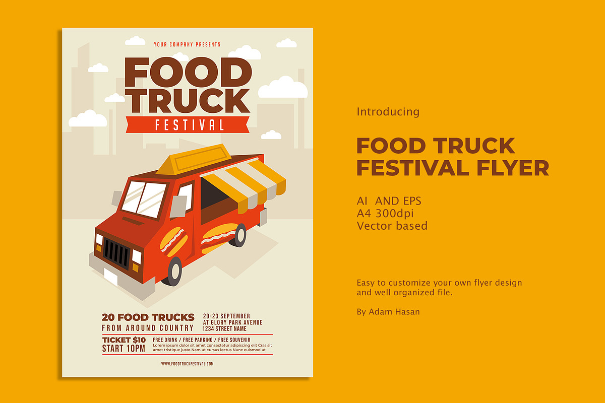 Food Truck Festival flyer, a Flyer Template by AdamHasan (Photo 1 of 3)