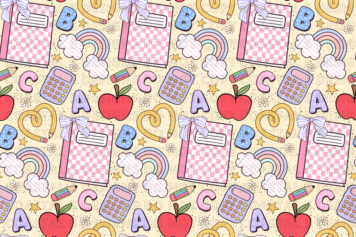 Back to School Seamless Pattern, a Pattern Graphic by Coastal 5 Designs (Photo 2 of 3)
