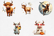 Halloween Highland Cow Ghost Clipart, an Illustration by CrexoraLab (Thumbnail 4 of 5)