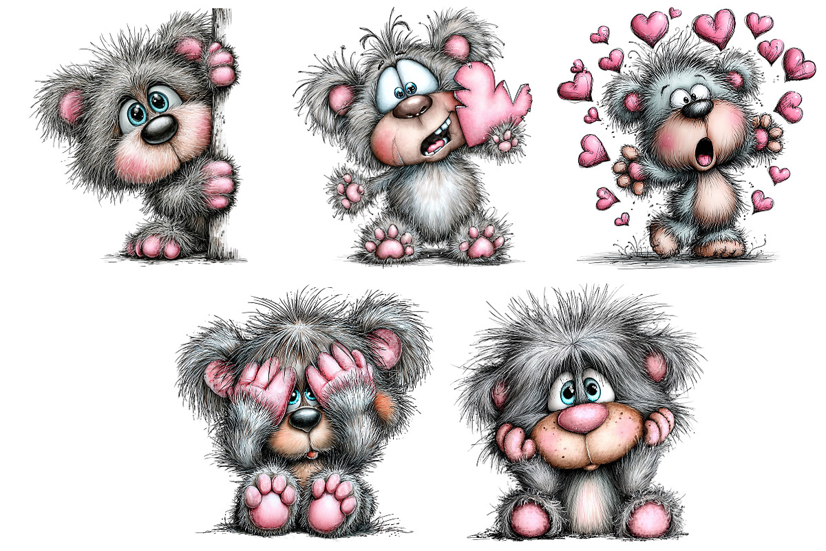 Funny Panic teddy bear Clipart, an Illustration by Craft Nest (Photo 7 of 11)