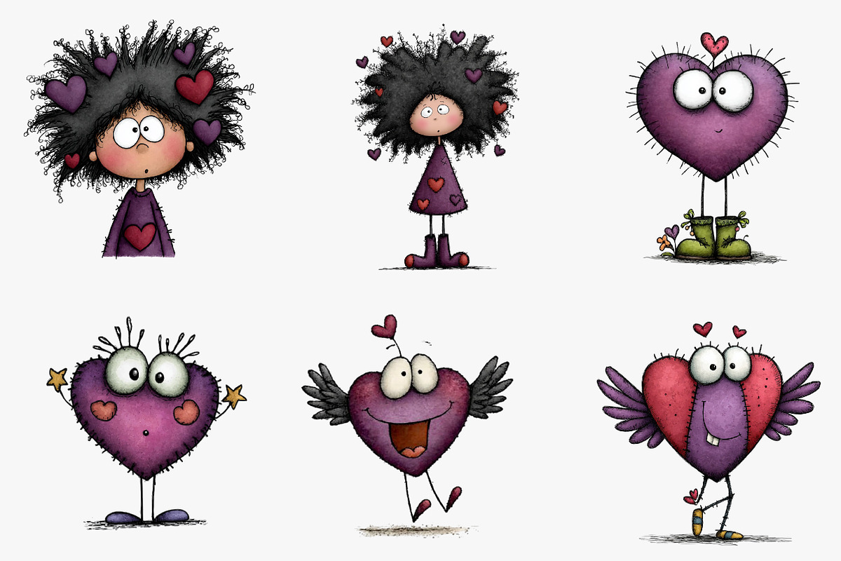 Whimsical Valentine Heart Clipart, an Illustration by CreationArt (Photo 2 of 7)